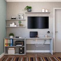 Escrivaninha Mesa Escritório 190cm com Nichos e 3 Prateleiras