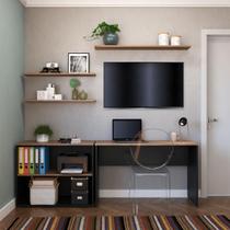 Escrivaninha Mesa Escritório 190cm com Nichos e 3 Prateleiras