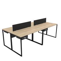 Escrivaninha Mesa Escritório 2 Gavetas 4 Lugares 240cm Industrial Carvalho e Preto Bege Escrivaninha Mesa Escritório 2 Gavetas 4 Lugares 240cm Industrial Carvalho e Preto Bege