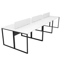 Escrivaninha Mesa Escritório 6 Lugares 360cm Industrial Branco Escrivaninha Mesa Escritório 6 Lugares 360cm Industrial Branco