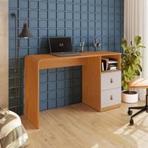 Escrivaninha Mesa Escritório Alice Candian 127x76x45cm 2 Gavetas 127cm Cinamomo E Off White - JCM Móveis