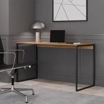 Escrivaninha Mesa Escritório Cassiane 120cm Industrial Preto Fosco E Elmo