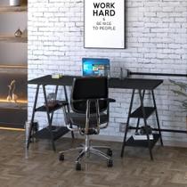 Escrivaninha Mesa Escritório Cavalete 150cm 4 Prateleiras Estilo Industrial Kuadra Escrivaninha Mesa Escritório Cavalete 150cm 4 Prateleiras Estilo Industrial Kuadra