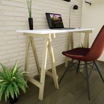 Escrivaninha Mesa Escritório Cavalete Pes Em Pratica 120cm Madeira E Branca Escrivaninha Mesa Escritório Cavalete Pes Em Pratica 120cm Madeira E Branca