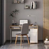 Escrivaninha Mesa Escritório Chicago 1 Gaveta 1 Porta 120cm Industrial Branco Escrivaninha Mesa Escritório Chicago 1 Gaveta 1 Porta 120cm Industrial Branco