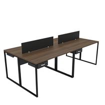 Escrivaninha Mesa Escritório com 2 Gavetas 4 Lugares 240cm Industrial Nogal E Preto