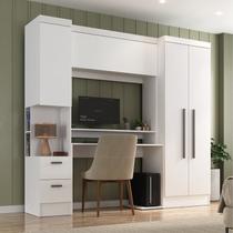 Escrivaninha Mesa Escritório com Armário 4 Portas e 2 Gavetas Modulado Viena Espresso Móveis