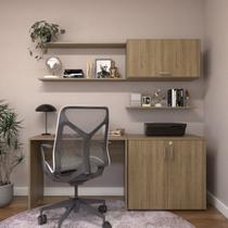 Escrivaninha Mesa Escritório com Armário Baixo e Aéreo com Chave 200cm Modular Kitcubos