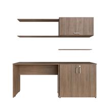 Escrivaninha Mesa Escritório com Armário Baixo e Aéreo com Chave 200cm X 75cm Modular Kitcubos