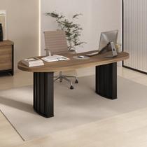 Escrivaninha Mesa Escritório com Curvas Orgânicas, Pés Ripados e 200cm Tampo Tamburato Diretor 2 Metros Escrivaninha Mesa Escritório com Curvas Orgânicas, Pés Ripados e 200cm Tampo Tamburato Diretor 2 Metros