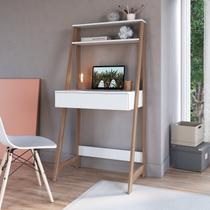 Escrivaninha Mesa Escritório com Estante 1 Gaveta 73cm Branco E Montana