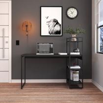 Escrivaninha Mesa Escritório com Estante Alta Estilo com Dynamica 03 Prateleiras 64cm Industrial Yescasa Preto Onix Escrivaninha Mesa Escritório com Estante Alta Estilo com Dynamica 03 Prateleiras 64cm Industrial Yescasa Preto Onix