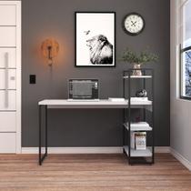 Escrivaninha Mesa Escritório com Estante Alta Estilo Industrial 135cm com 03 Prateleiras Dynamica Yescasa