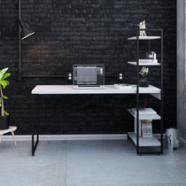 Escrivaninha Mesa Escritório com Estante Alta Estilo Industrial 150cm com 04 Prateleiras Dynamica Yescasa