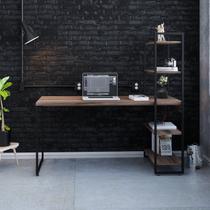 Escrivaninha Mesa Escritório com Estante Alta Estilo Industrial 150cm com 04 Prateleiras Dynamica Yescasa