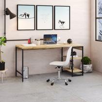 Escrivaninha Mesa Escritório com Estante Baixa 2 Prateleiras Estilo Industrial 150cm Active Yescasa