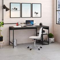 Escrivaninha Mesa Escritório com Estante Baixa 2 Prateleiras Estilo Industrial 150cm Active Yescasa