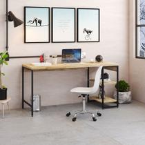 Escrivaninha Mesa Escritório com Estante Baixa Estilo Active 2 Prateleiras 150cm Industrial Yescasa Carvalho Marrom Escrivaninha Mesa Escritório com Estante Baixa Estilo Active 2 Prateleiras 150cm Industrial Yescasa Carvalho Marrom
