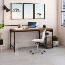 Escrivaninha Mesa Escritório com Estante Baixa Estilo Active 2 Prateleiras 150cm Industrial Yescasa Nogal