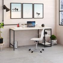 Escrivaninha Mesa Escritório com Estante Baixa Estilo Active 2 Prateleiras 150cm Industrial Yescasa Snow