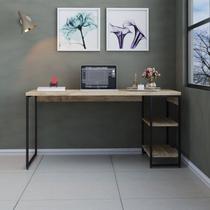 Escrivaninha Mesa Escritório com Estante Baixa Estilo Industrial 150cm com 02 Prateleiras Dynamica