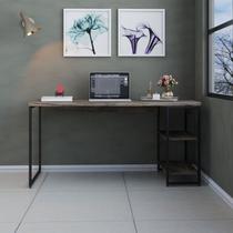 Escrivaninha Mesa Escritório com Estante Baixa Estilo Industrial 150cm com 02 Prateleiras Dynamica