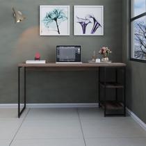 Escrivaninha Mesa Escritório com Estante Baixa Estilo Industrial 150cm com 02 Prateleiras Dynamica Yescasa