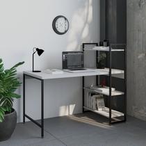 Escrivaninha Mesa Escritório com Estante Estilo Active 3 Prateleiras 135cm Industrial Yescasa Branca Chess