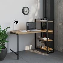 Escrivaninha Mesa Escritório com Estante Estilo Active 3 Prateleiras 135cm Industrial Yescasa Lâmina Mel