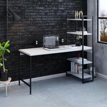 Escrivaninha Mesa Escritório com Estante Estilo Active 4 Prateleiras 150cm Industrial Yescasa Branca Chess Escrivaninha Mesa Escritório com Estante Estilo Active 4 Prateleiras 150cm Industrial Yescasa Branca Chess