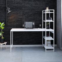 Escrivaninha Mesa Escritório com Estante Estilo Active 4 Prateleiras 150cm Industrial Yescasa Branco Escrivaninha Mesa Escritório com Estante Estilo Active 4 Prateleiras 150cm Industrial Yescasa Branco