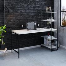 Escrivaninha Mesa Escritório com Estante Estilo Active 4 Prateleiras 150cm Industrial Yescasa Snow