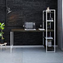 Escrivaninha Mesa Escritório com Estante Estilo Active 4 Prateleiras 150cm Industrial Yescasa