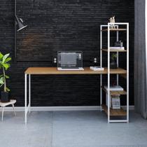 Escrivaninha Mesa Escritório com Estante Estilo Active 4 Prateleiras 150cm Industrial Yescasa
