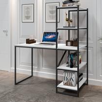 Escrivaninha Mesa Escritório com Estante Home Office Fit 130cm Industrial Yescasa Branco Escrivaninha Mesa Escritório com Estante Home Office Fit 130cm Industrial Yescasa Branco