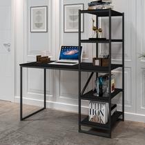 Escrivaninha Mesa Escritório com Estante Home Office Fit 130cm Industrial Yescasa Preto
