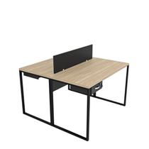 Escrivaninha Mesa Escritório com Gavetas 1 Gaveta 2 Lugares 120cm Industrial Carvalho E Preto