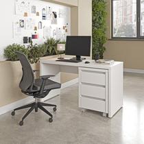 Escrivaninha Mesa Escritório com Gaveteiro com Rodízio Ficus 135cm CabeCasa MadeiraOriginals Branco