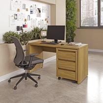 Escrivaninha Mesa Escritório com Gaveteiro com Rodízio Ficus 135cm CabeCasa MadeiraOriginals Rovere