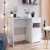 Escrivaninha Mesa Escritório Com Porta E Gaveta Coimbra 1 Gaveta 90cm Branca