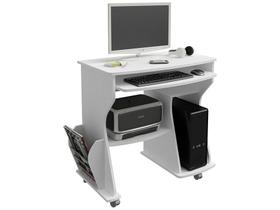 Escrivaninha Mesa Escritório com Rodinhas, Espaço para Computador, Cpu e Suporte 160 Artely Branca 100% MDF Escrivaninha Mesa Escritório com Rodinhas, Espaço para Computador, Cpu e Suporte 160 Artely Branca 100% MDF