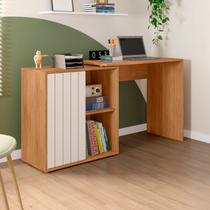 Escrivaninha Mesa Escritório com Start 1 Porta 140cm Freijó e Off White Bege