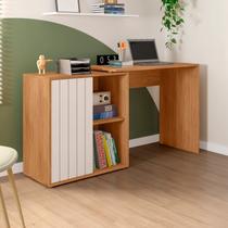 Escrivaninha Mesa Escritório com Start 1 Porta 140cm Freijó E Off White - Espresso Móveis Escrivaninha Mesa Escritório com Start 1 Porta 140cm Freijó E Off White - Espresso Móveis