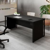 Escrivaninha Mesa Escritório Diretor com Caixa de Tomadas e Porta Objetos F5 Office 200cm Preto