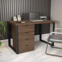 Escrivaninha Mesa Escritório Diretor com Gaveteiro Office 4 Gavetas 120cm Industrial Carvalho E Munique