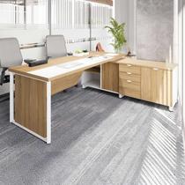 Escrivaninha Mesa Escritório Diretor em L 2,00 com Caixa de Tomadas e Armário Lateral 3 Gavetas 200cm Corporate Macadâmia E Branco Escrivaninha Mesa Escritório Diretor em L 2,00 com Caixa de Tomadas e Armário Lateral 3 Gavetas 200cm Corporate Macadâmia E Branco
