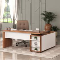 Escrivaninha Mesa Escritório Diretor em L Escrivaninha Porta de Correr e Caixa de Tomada