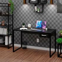 Escrivaninha Mesa Escritório Diretor Estilo com Gaveta 1 Gaveta 135cm Industrial Preto