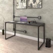 Escrivaninha Mesa Escritório Diretor Estilo Kuadra 150cm Industrial Preto Ônix