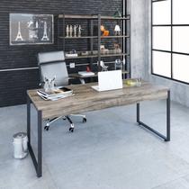 Escrivaninha Mesa Escritório Diretor Estilo Kuadra 180cm Industrial Carvalho Dark Marrom